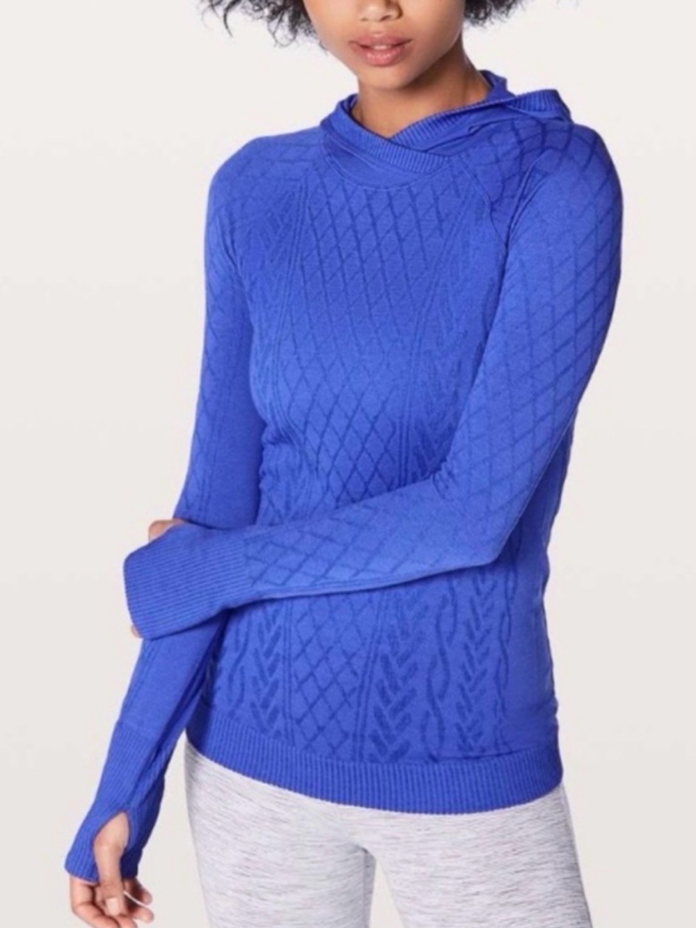 Lululemon Rest Less Textured Cable Knit Hoodie Blue Size 6